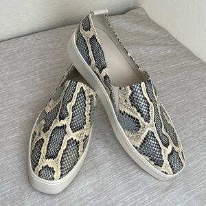Vince Saxon Platform Sneakers Women's Size 9 Snakeskin Embossed Leather Slip On
